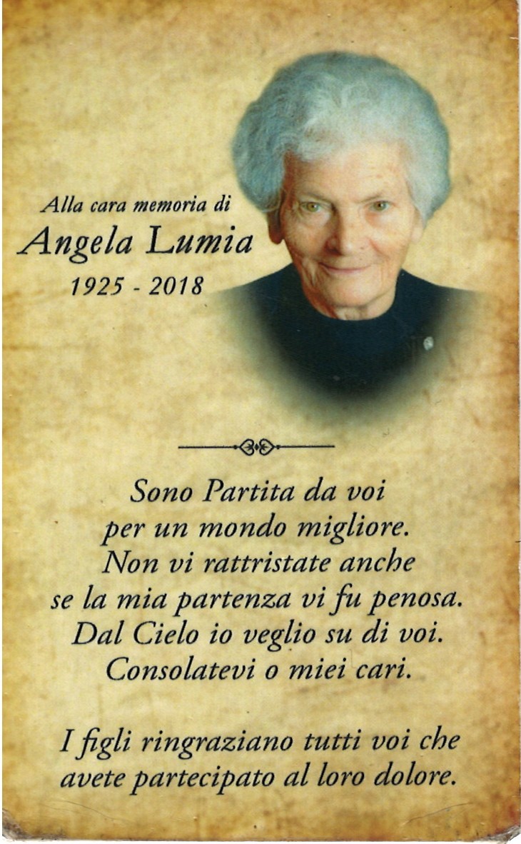 Front of Memorial Card